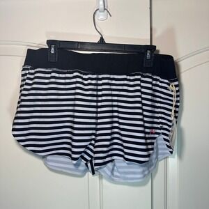 NWT Rusty Breakin Twist Shorts Womens XL Black White Striped Running Gym Unlined